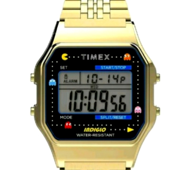 NEW! TIMEX T80 x PAC-MAN DIGITAL WATCH TW2U32000 GOLD